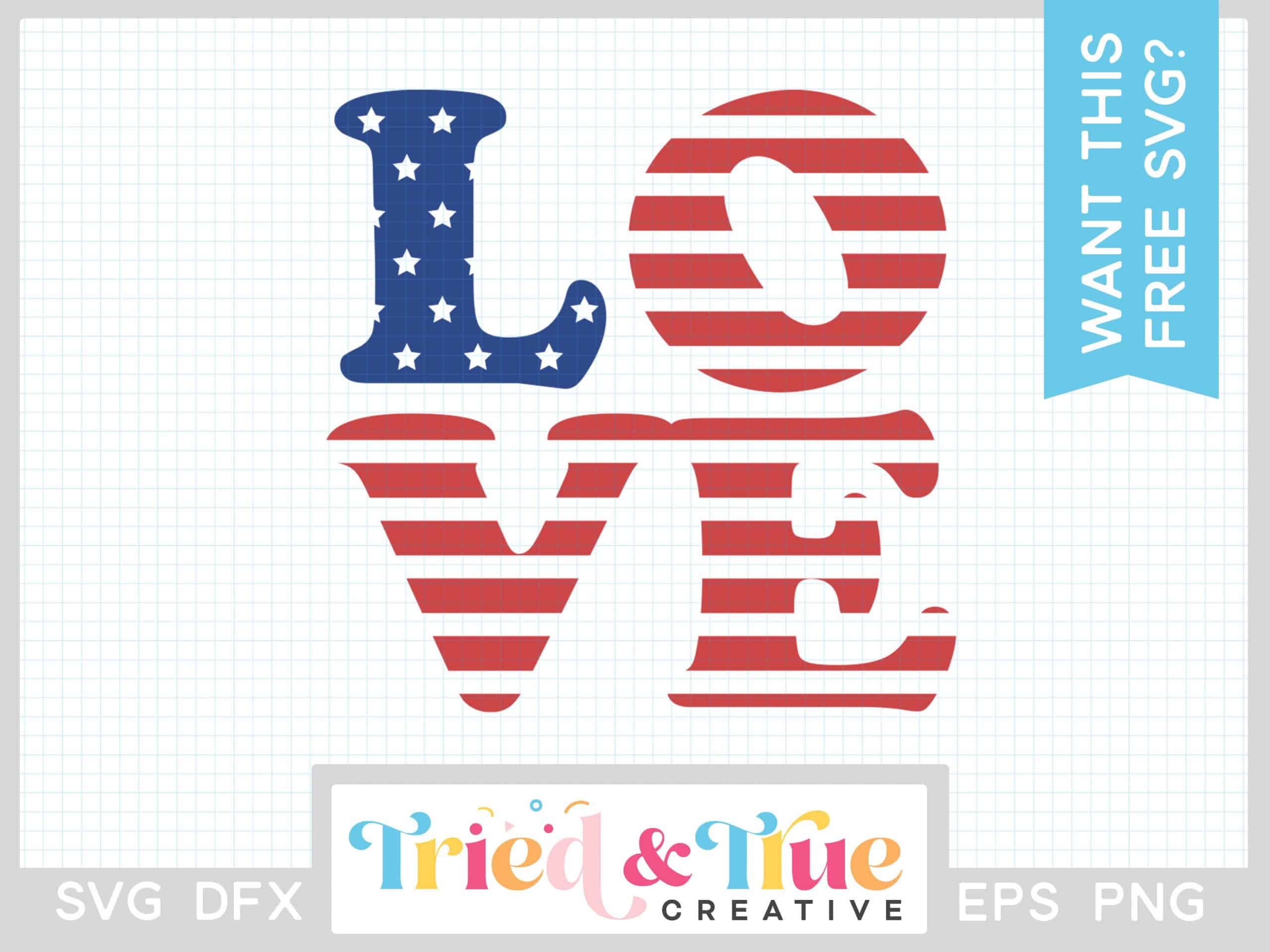 Digital image of the word LOVE in the shape of the US flag.