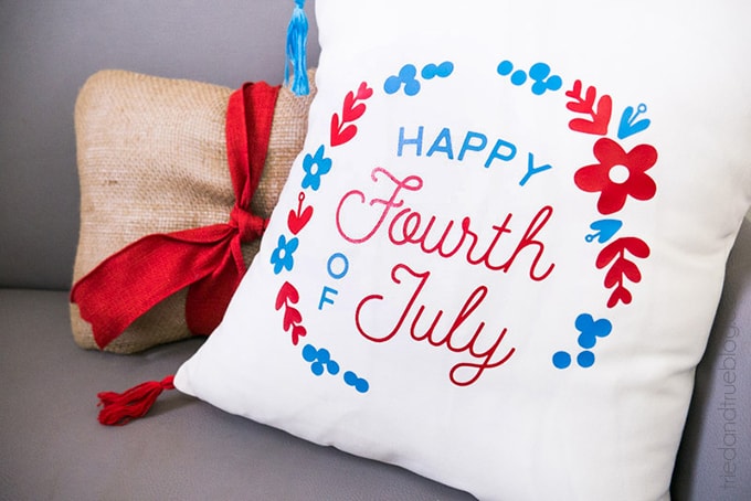 Fourth of July Pillow Cover being used on a couch