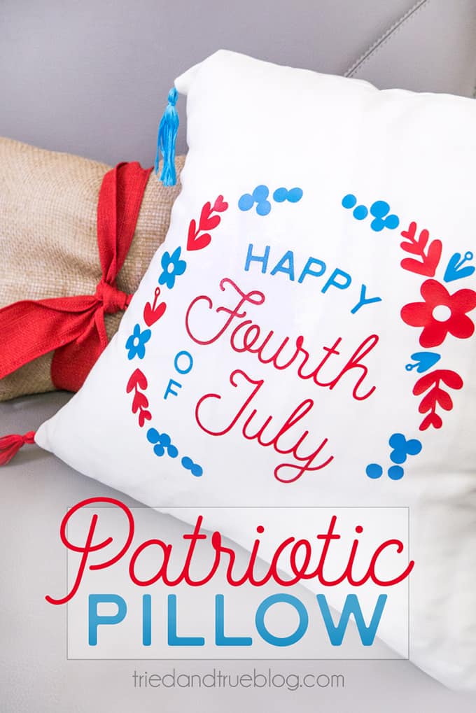 Patriotic 4th of July Pillow Cover on a couch