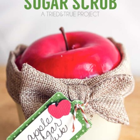 This super easy Apple Sugar Scrub comes together within minutes with just a few basic supplies. Perfect Fall gift for teacher, co-worker, or friend!