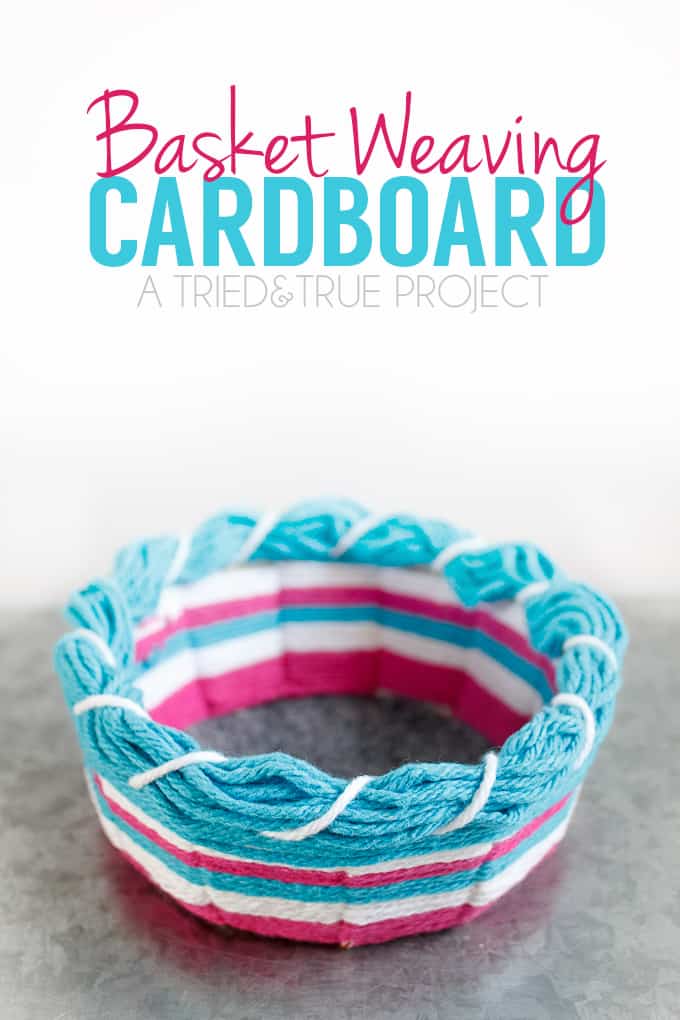 Use the free template to try this Super Easy Cardboard Basket Weaving!