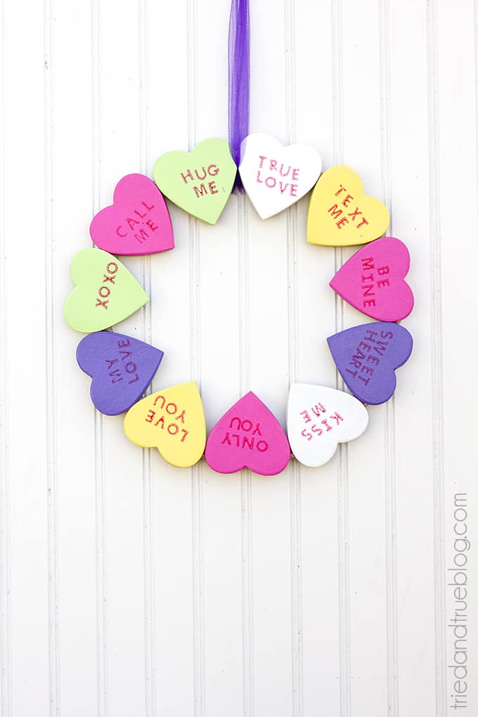 Candy Hearts Valentine's Day Wreath - A sweet wreath tutorial to celebrate the day!