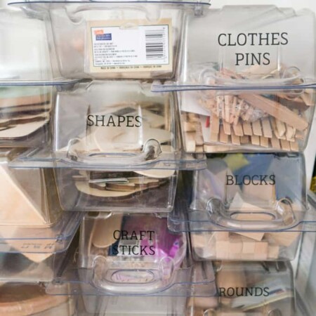 Craft room bins with Cricut Maker custom labels.