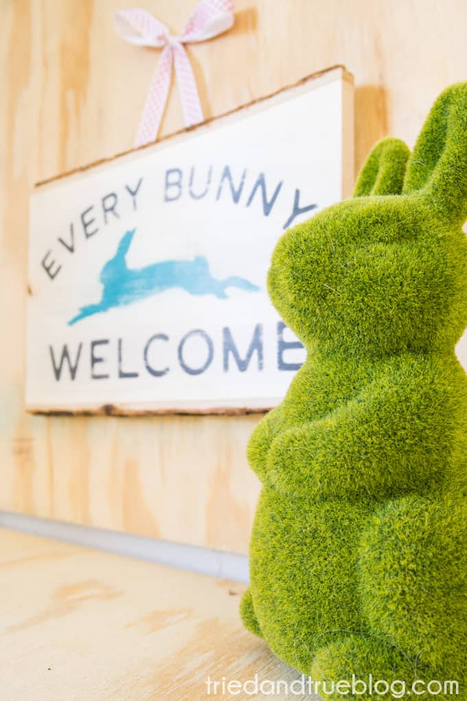"Every Bunny Welcome" Easter Vintage Sign - Hung