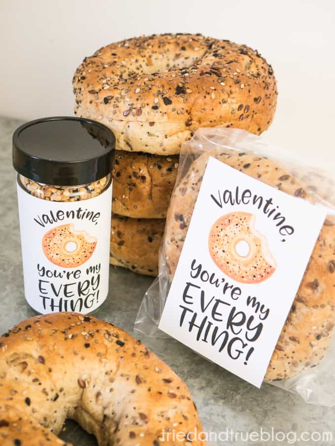 Everything Bagel Valentine's Day Gift - Easy gift with the free printable labels!