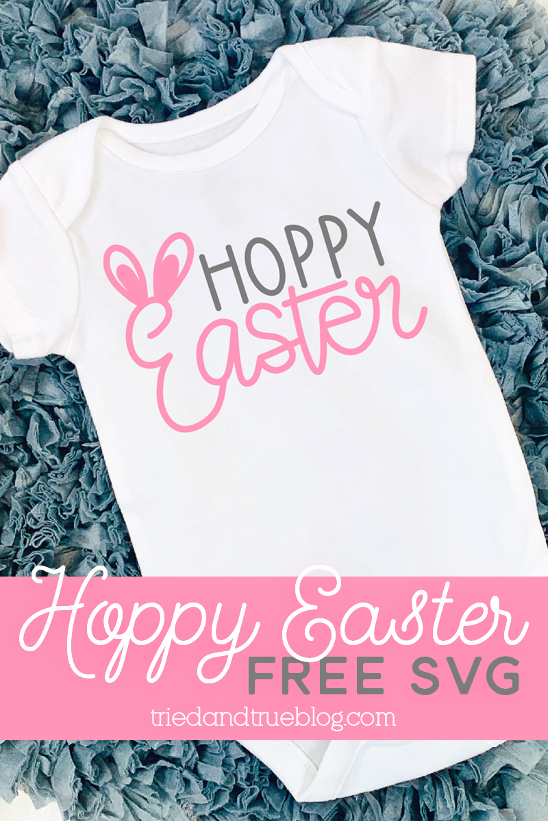 Baby onesie made with the Hoppy Easter Free Labels and SVG.