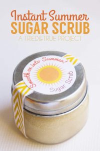 Make this Instant Summer Sugar Scrub with just two ingredients! Perfect for dry and cracked skin!
