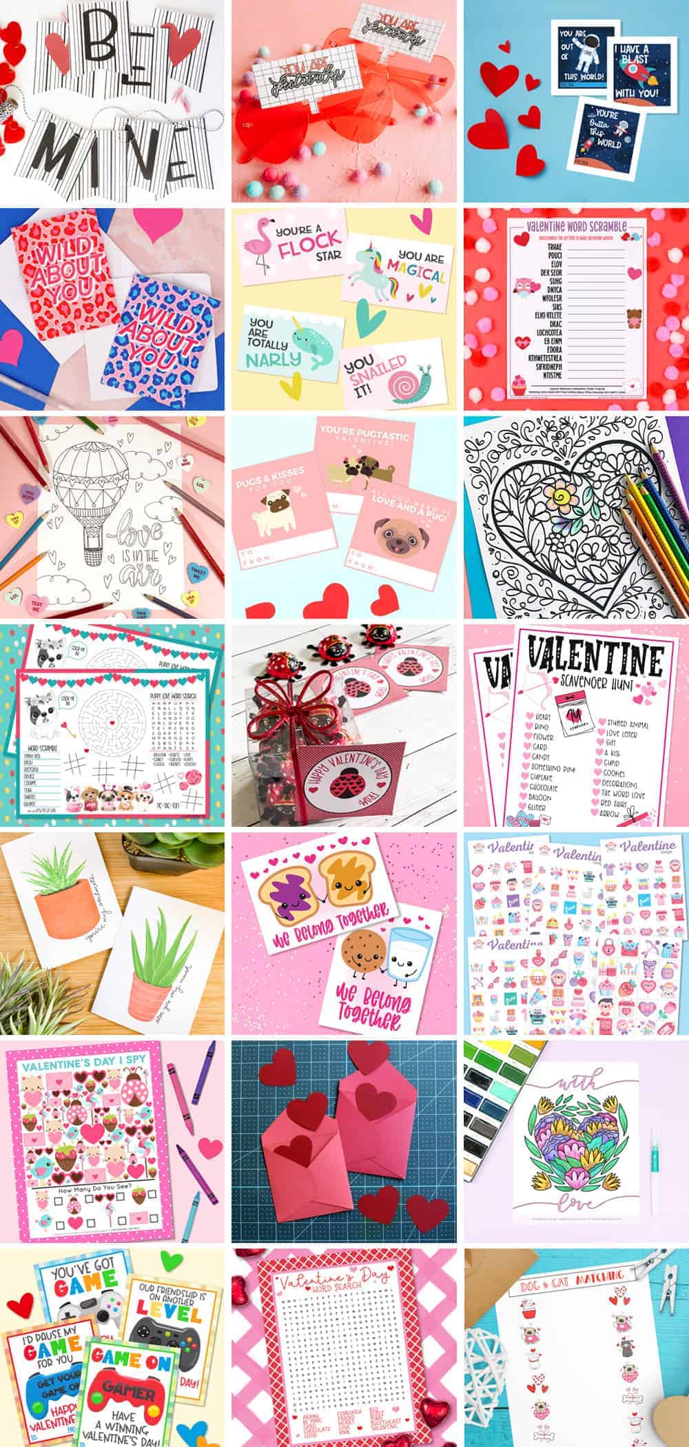 Collage of Valentine's Day Printables