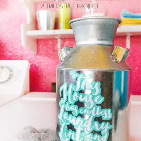 Use the free cutting file to make this cute Laundry Room Lint Collector!