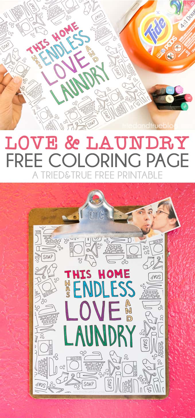 Make your own laundry room art with this Love and Laundry Coloring Page
