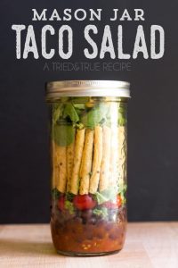 Make this easy Mason Jar Taco Salad to help you eat healthier on the road!