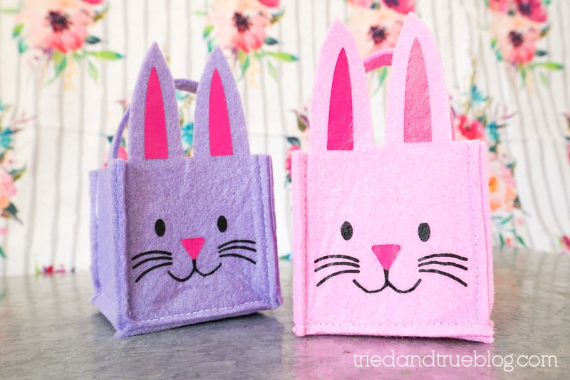 Two small felt Easter Bunny baskets.