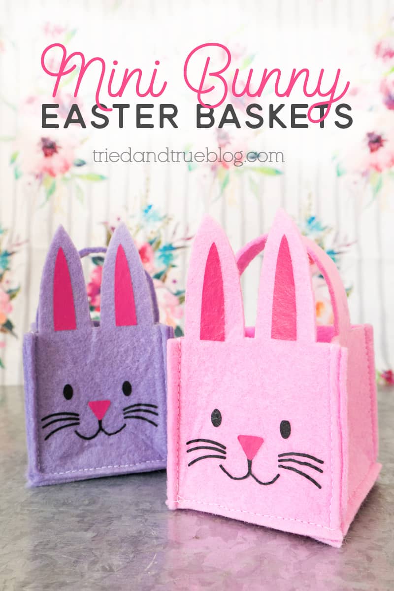 Pink and purple Mini Bunny Easter Baskets