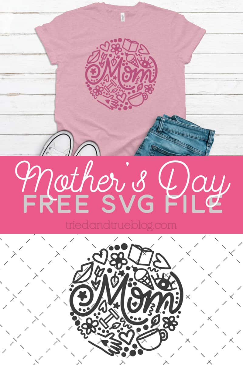 Image of tshirt with the Mother's Day Circle free svg.