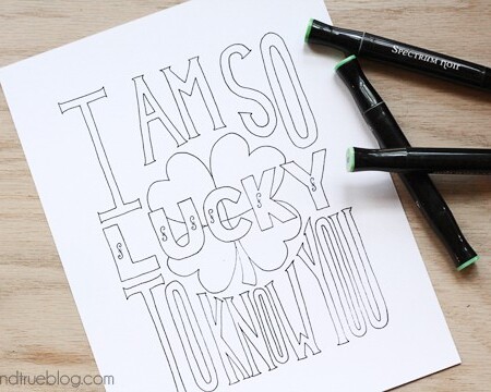 Print out the "So Lucky" Coloring Print from Tried & True