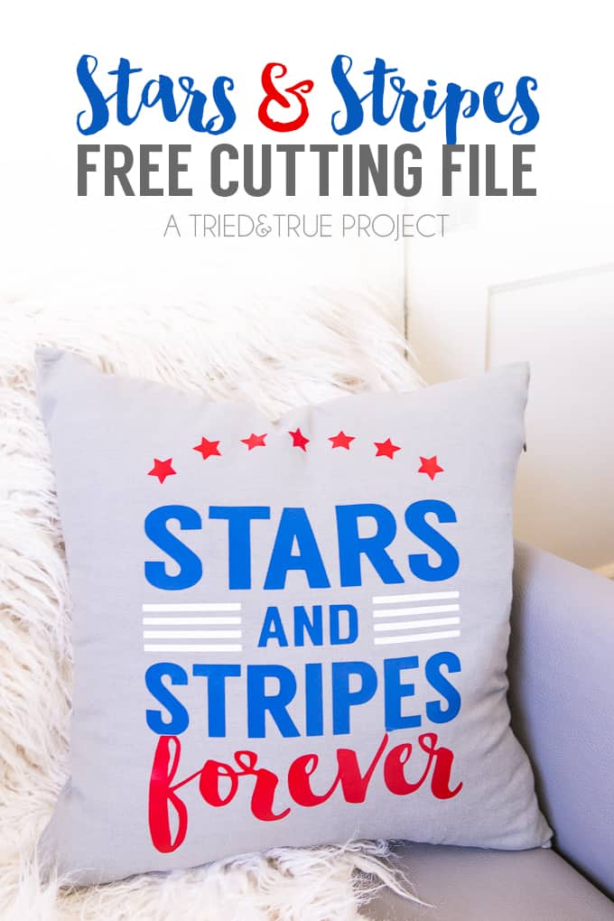 Make this super easy Stars and Stripes Pillow Free Cutting File!