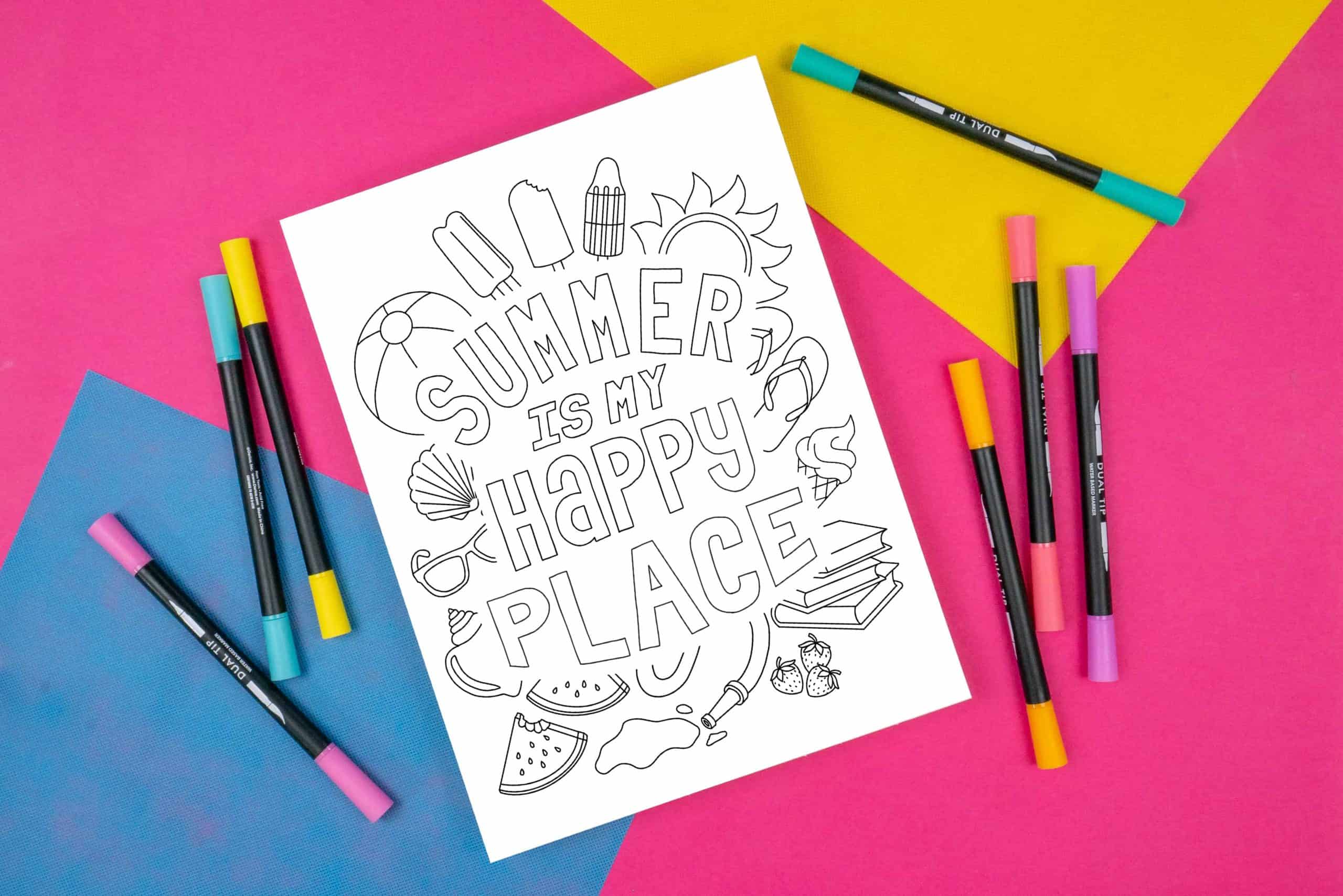 Coloring page with the words 