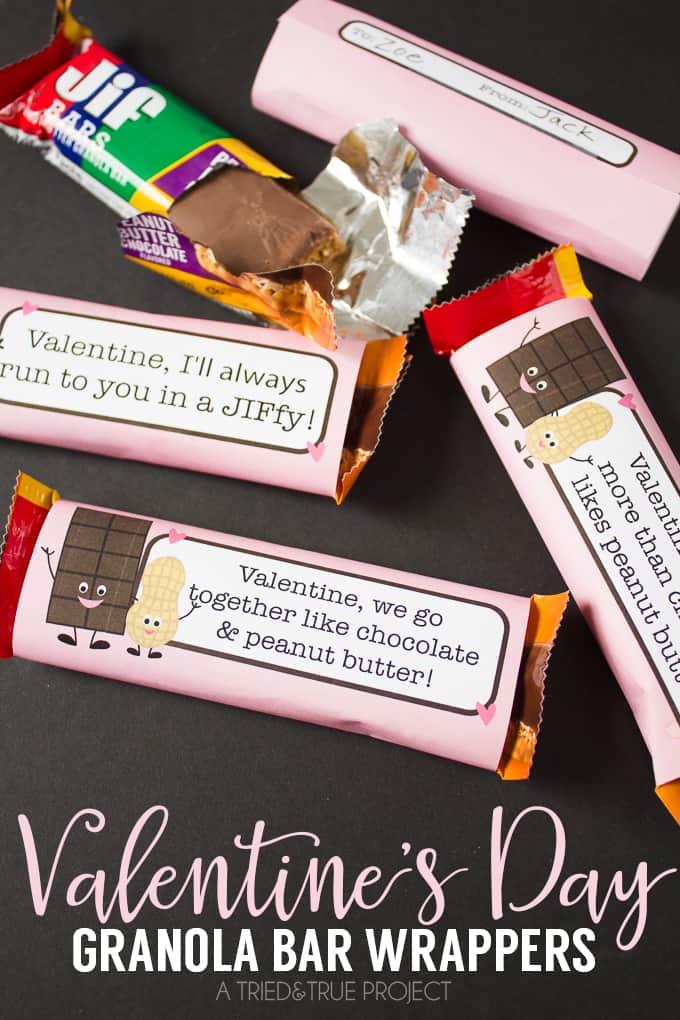 These Valentine's Day Granola Bar Wrappers are a super easy way to add a bit of fun to your kids' lunches!
