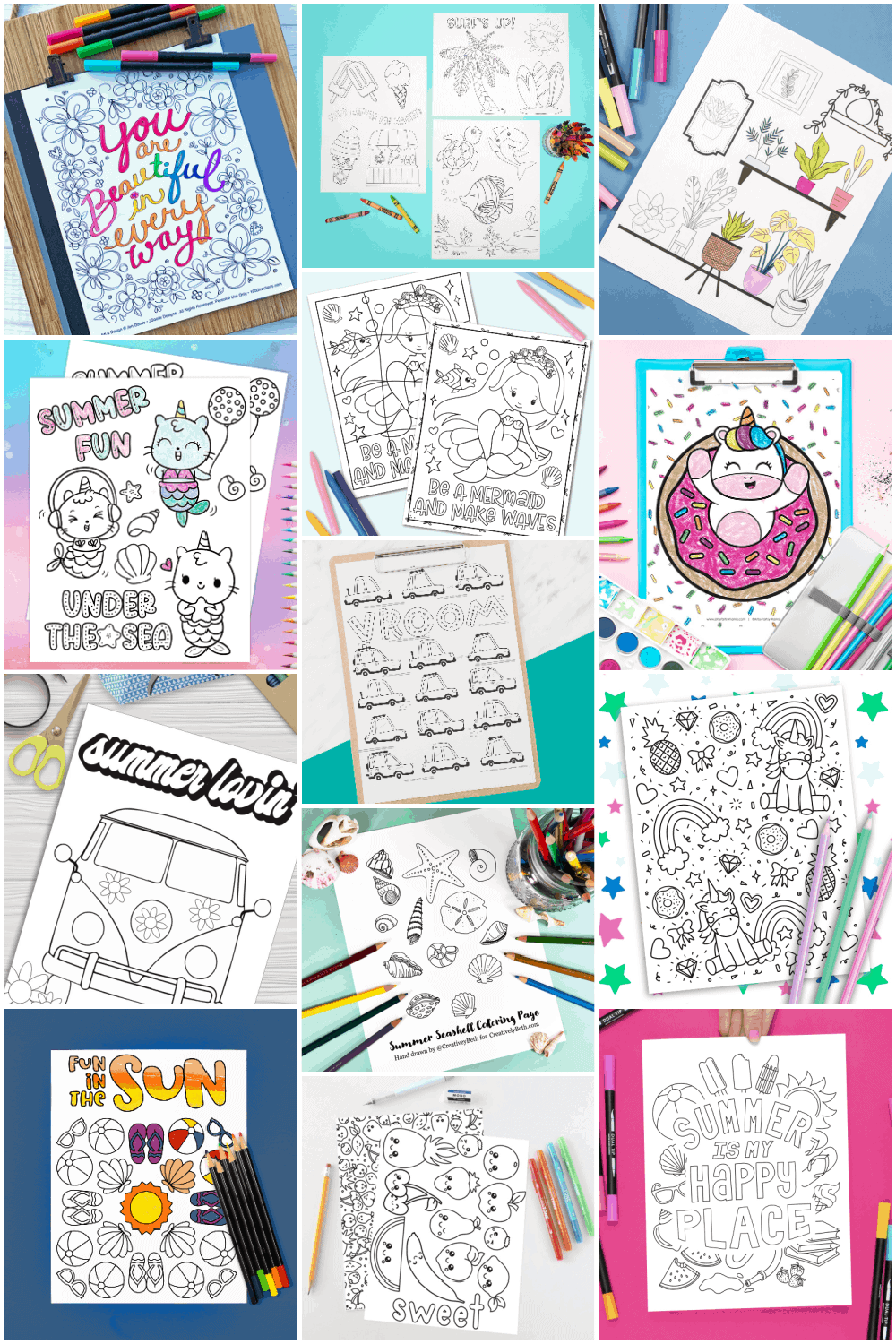 Collage of coloring pages